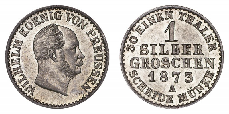 GERMANY: PRUSSIA. Wilhelm I, 1861-88. Groschen 1873-A, Berlin. 2.2 g. J.89. Unci...