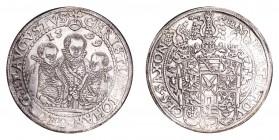 GERMANY: SAXONY-ALBERTINE. Christian, Johan Georg & Augustus, 1591-1611. Taler 1599, Dresden. Kahnt 186; Schnee 754; Dav.9820. So called three brother...
