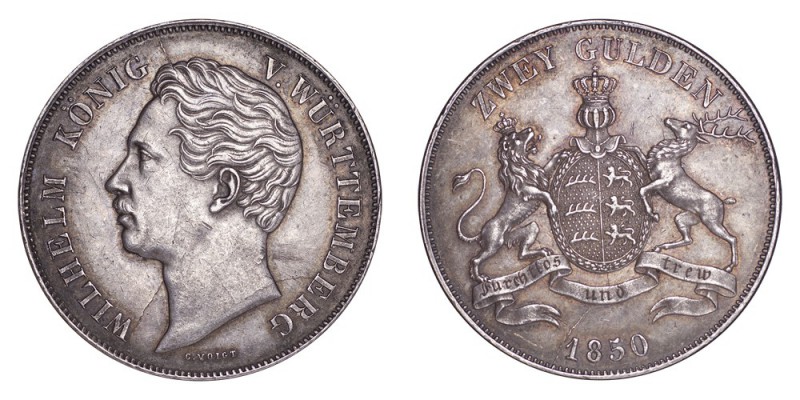 GERMANY: WURTTEMBERG. Wilhelm I, 1816-64. 2 Gulden 1850, Stuttgart. 21.2 g. Mint...