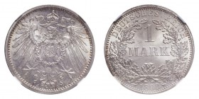 GERMANY. Wilhelm II, 1888-1918. Mark 1892-A, Berlin. 5.56 g. J.17. Scarce in this top grade. In US plastic holder, graded NGC MS66, certification numb...