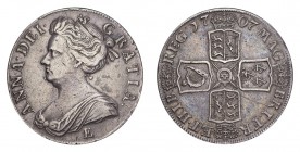 GREAT BRITAIN. Anne, 1702-14. Crown 1707-E, Edinburgh. 29.92 g. S-3600. About very fine.