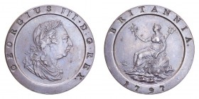 GREAT BRITAIN. George III, 1760-1820. Twopence 1797, London. 56.7 g. Mintage 722,000. KM# 619, S-3776. Nearly extremely fine.