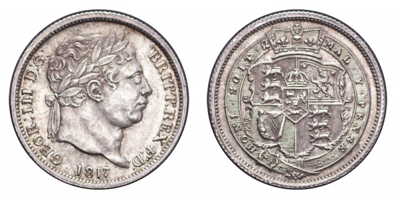 GREAT BRITAIN. George III, 1760-1820. Shilling 1817, London. 5.65 g. S-3790. Ext...