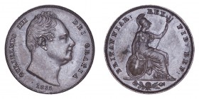 GREAT BRITAIN. William IV, 1830-37. Farthing 1835, London. 4.7 g. Mintage 1,720,000. KM# 705, Sp# 3848. About Uncirculated.