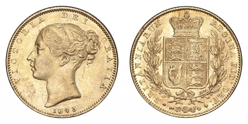 GREAT BRITAIN. Victoria, 1837-1901. Gold Sovereign 1843, London. 7.99 g. S.3852....