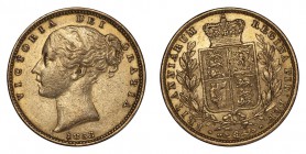 GREAT BRITAIN. Victoria, 1837-1901. Gold Sovereign 1853, London. Shield. 7.99 g. Very fine-Good very fine.