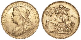 GREAT BRITAIN. Victoria, 1837-1901. Gold Sovereign 1900, London. 7.99 g. Mintage 10,845,741. Marsh 151, S.3874. Extremely fine.