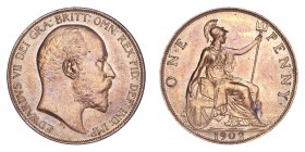 GREAT BRITAIN. Edward VII, 1901-10. Penny 1902, London. Low tide. 9.4 g. S.3990A; KM# 794.1. Uncirculated.