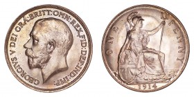 GREAT BRITAIN. George V, 1910-36. Penny 1914, London. 9.4 g. Mintage 50,821,000. KM# 810, S-4051. Uncirculated and lustrous.