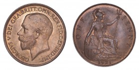 GREAT BRITAIN. George V, 1910-36. Penny 1921, London. 9.4 g. Mintage 113,761,000. KM# 810, S-4051. Uncirculated.