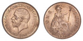 GREAT BRITAIN. George V, 1910-36. Penny 1929, London. 9.4 g. Mintage 49,133,000. KM# 838, S-4055. Uncirculated.
