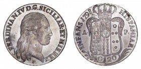 ITALY: NAPLES. Ferdinando IV, 1759-99. Piastre / 120 Granas 1798 P-AP, 27.5 g. Dav.1409; KM C66b. Extremely fine-Uncirculated. This lot can be viewed ...