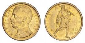 ITALY. Vittorio Emanuele III, 1900-45. Gold 50 Lire 1931-R, Rome.