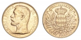 MONACO. Albert, 1889-1922. Gold 100 Francs 1901-A, Paris. 32.26 g. KM. 105; F 13.