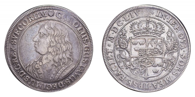 SWEDEN. Karl X Gustav, 1655-60. Riksdaler No date (1654), Stockholm. 28.77 g. SM...