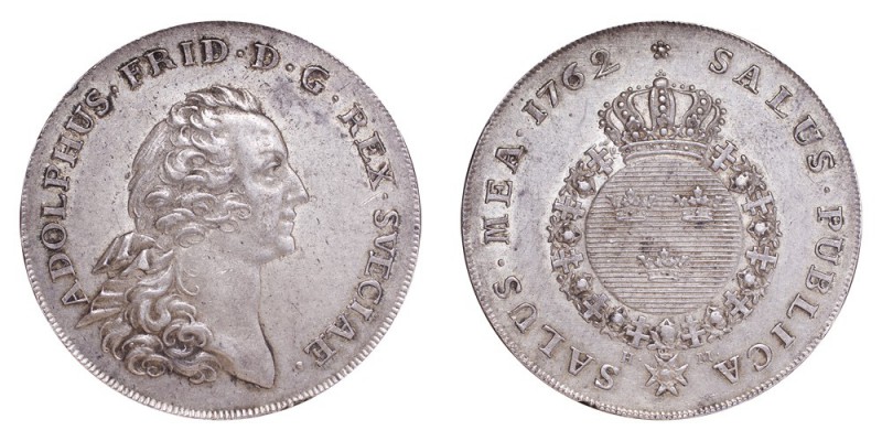 SWEDEN. Adolf Fredrik, 1751-71. Riksdaler 1762, Stockholm. Mintage 18,000. Dav. ...