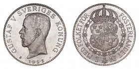 SWEDEN. Gustaf V, 1907-50. Krona 1923, Stockholm. 7.5 g. Mintage 746,277. KM# 786. As struck, prachtexemplar. Gem Uncirculated.