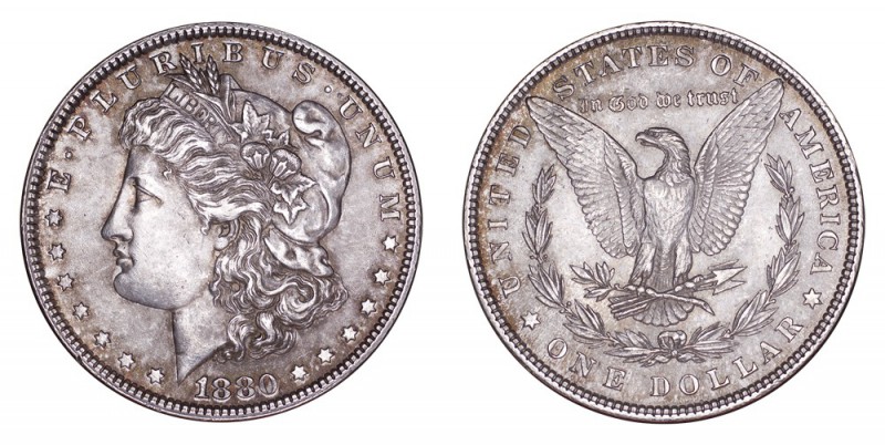 UNITED STATES. Morgan Dollar, 1878-1921. Dollar 1880, Philadelphia. 26.73 g. Min...