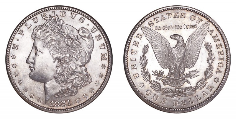 UNITED STATES. Morgan Dollar, 1878-1921. Dollar 1881-S, San Fransisco. 26.7 g. M...