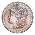 UNITED STATES. Morgan Dollar, 1878-1921. Dollar 1883-O, New Orleans. 26.73 g. Mintage 8,725,000. KM# 110. Choice Mint State with deep purple, blue and...
