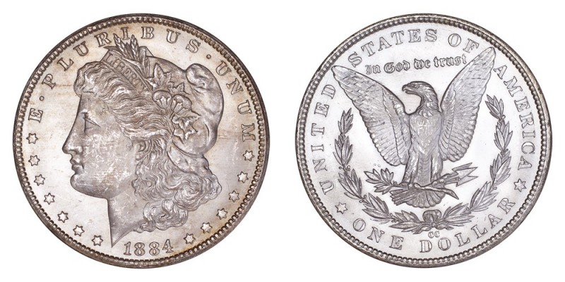 UNITED STATES. Morgan Dollar, 1878-1921. Dollar 1884-CC, Carson City. 26.73 g. M...