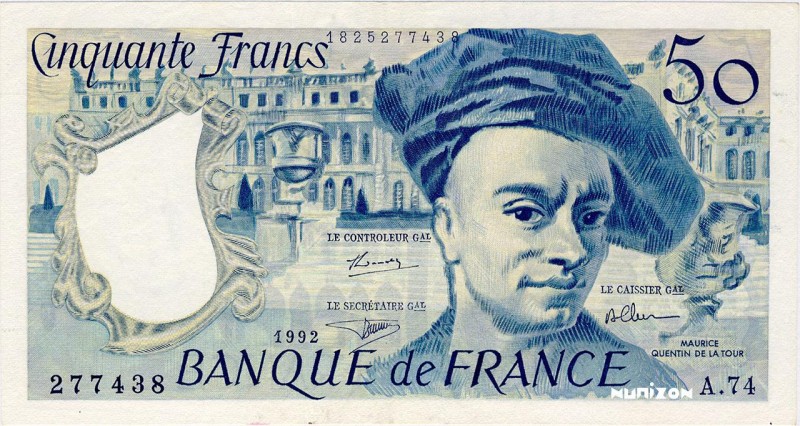 France, 50 Francs Type 1976 Quentin de La Tour, P.152f, F.67.19a, A.74 , 1992, P...