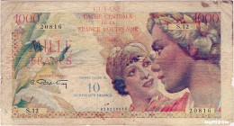 French Guiana [#32, VG] 10 NF/1000 francs Union française Type 1946
