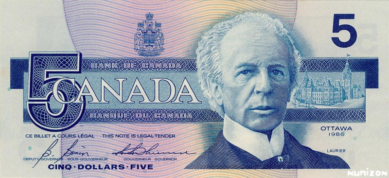 Canada, 5 Dollars Type 1986, P.95c, BC-56c, B358c1, , 28-04-1986, Signatures : B...
