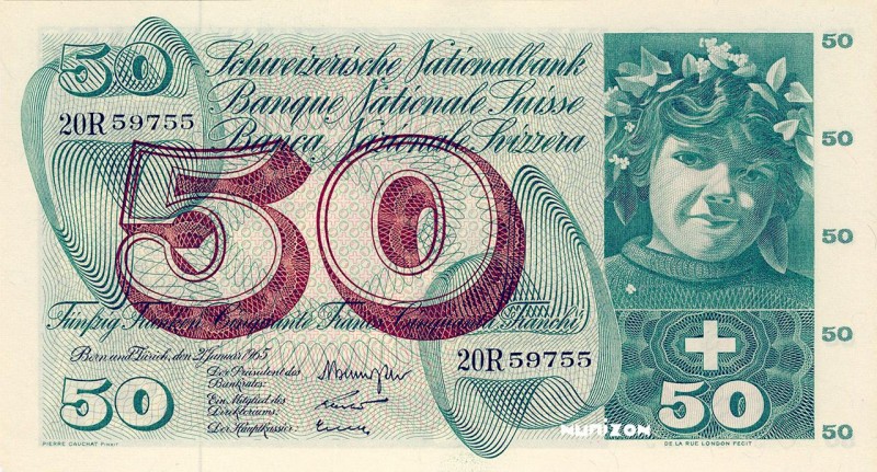 Switzerland, 50 francs Type 1961, P.48h, B333h, 20R 59755, 21-01-1965, 5e Série