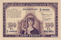 New Caledonia [#46, XF] 100 francs Type 1943-1944