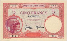 French Oceania [#11, AU] 5 francs Type 1927 Papeete