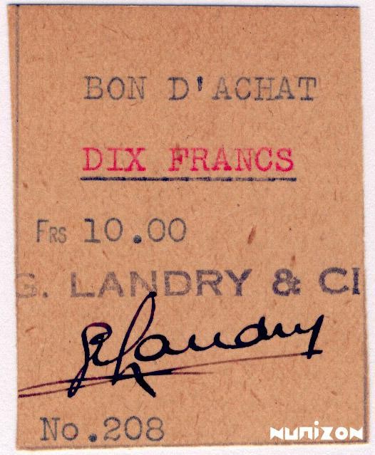 Saint-Pierre-and-Miquelon, 10 francs Type 1942 Bon d'achat, P.NA, K629, 208, 194...