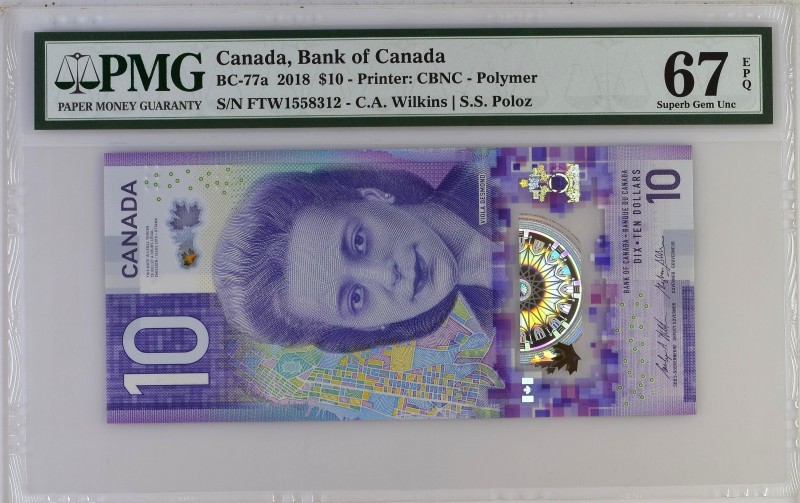 Canada, 10 Dollars Type 2018, P.PNL, FTW1558312 , 2018, Billet Polymère. Billet ...