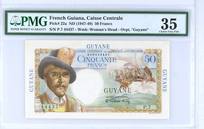 French Guiana, 50 francs Belain d'Esnambuc Type 1946, P.22, #K224, #CCFO B6a, P....