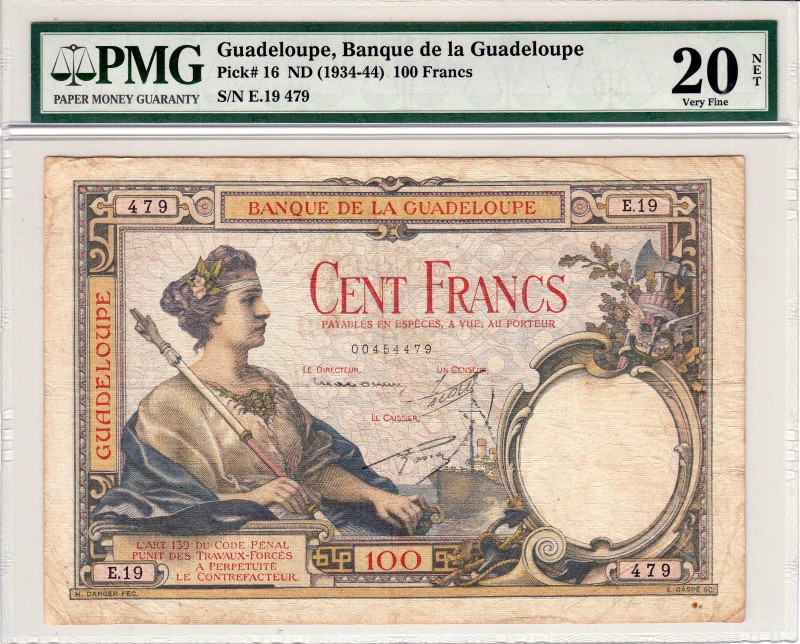Guadeloupe, 100 francs Type 1934, P.16a, #K113a, #B319a, E.19 479, 1930,