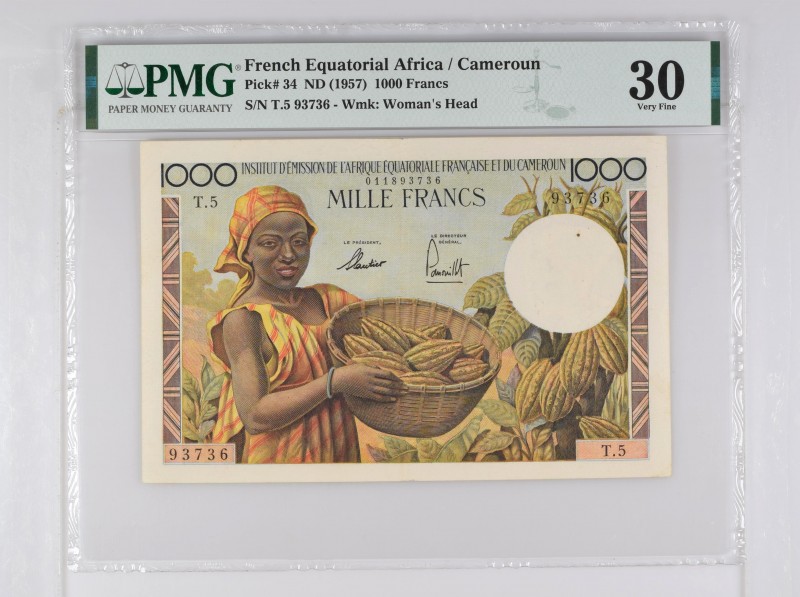 French Equatorial Africa, 1000 francs Type 1957, P.34a, #LK545b, #B507a, T.5 937...