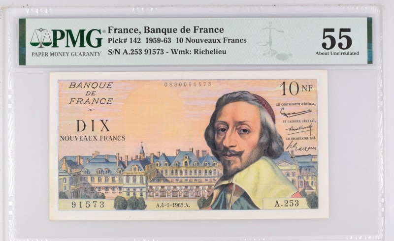 France, 10 nouveaux francs Type 1959 Richelieu, P.142, A.253 91573, 4-1-1963,