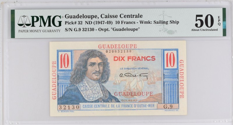 Guadeloupe, 10 francs Colbert Type 1946, P.32, #K130, #B406a, G.9 32130, 1946,