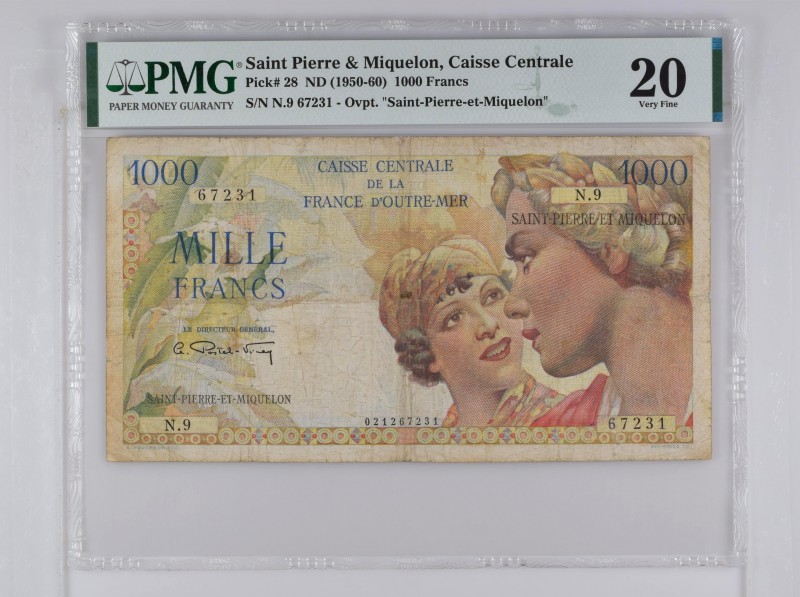 Saint-Pierre-and-Miquelon, 1000 francs Union Française Type 1946 modifié, P.28a,...