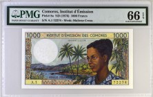 Comoros [#8, GEM] 1000 francs Comores Type 1975