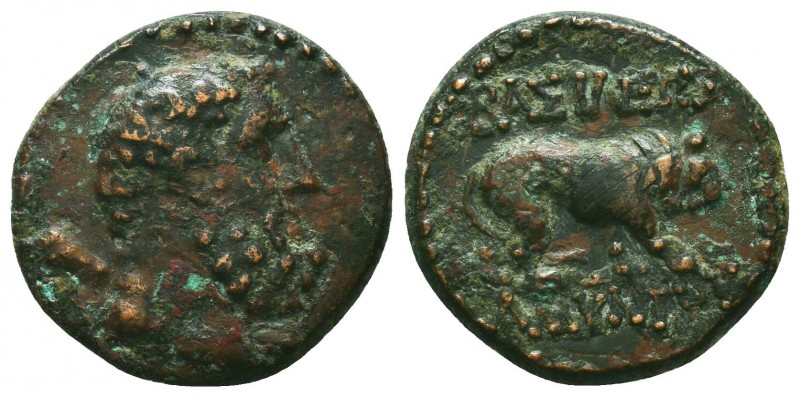 KINGS OF GALATIA. Amyntas (36-25 BC). Ae.
Obv: Bearded and bare head of Herakles...