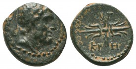 PISIDIA. Kremna. Amyntas (King of Galatia, 39-25). Ae.
Obv: Head of Zeus right.
Rev: KPH.
Winged thunderbolt; above, Z (date).
Aulock, Pisidien II 101...