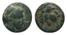 Ionia, Miletos. ca. 350-300 B.C. AE
Condition: Very Fine

Weight: 0,76 gram
Diameter: 10 mm