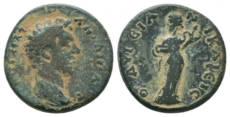 Marcus Aurelius (161-180). Bithynia, Nicaea. Æ. Laureate head r. R/ Hygieia stan...