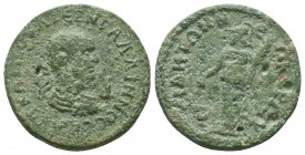 PAMPHYLIA. Side. Gallienus (253-268). 10 Assaria. Obv: AVT KAI ΠOV ΛI ЄΓN ΓAΛΛIHNO CЄB. Radiate, draped and cuirassed bust right; I (mark of value) to...