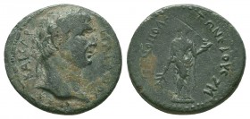 Domitian Æ24 of Irenopolis, Cilicia. 81-96. Laureate head l.; 2 c/ms. / Hygieia standing r. (c/ms: bust of Hygieia with serpent and bust of Asklepius)...