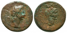Domitian Æ27 of Anazarbus, Cilicia. Dated CY 113 = AD 94/5. AYTO KAI [ΘЄ Y]IOΣ ΔOMITIANOΣ ΣЄ ΓЄP, laureate head right / KAIΣAPЄΩN [ΠP] ANAZAPBΩ, veile...