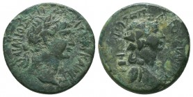 Domitian Æ27 of Anazarbus, Cilicia. Dated CY 113 = AD 94/5. AYTO KAI [ΘЄ Y]IOΣ ΔOMITIANOΣ ΣЄ ΓЄP, laureate head right / KAIΣAPЄΩN [ΠP] ANAZAPBΩ, veile...