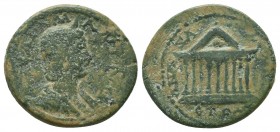 Julia Mamaea. Augusta, AD 222-235. Æ Triassarion . Anazarbus mint. Dated CY 249/8 (AD 230/1). • I • OV • LI • A • MAMEA CEB •, draped bust right, wear...