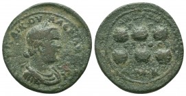 Valerian I (253-260). Cilicia, Anazarbus. Æ Hexassarion. Year 272 (253/4). Laureate, draped and cuirassed bust r. R/ Six agonistic urns. SNG BnF 2163;...